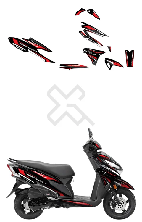 Crimson Edition Black Red Full Body Sticker Compatible with Grazia BS4 | Printed In Premium Matte Vinyl With FPF (Fade Protection Film), Waterproof, Precut Sticker, Pack Of 1 Compatible with Both Side
